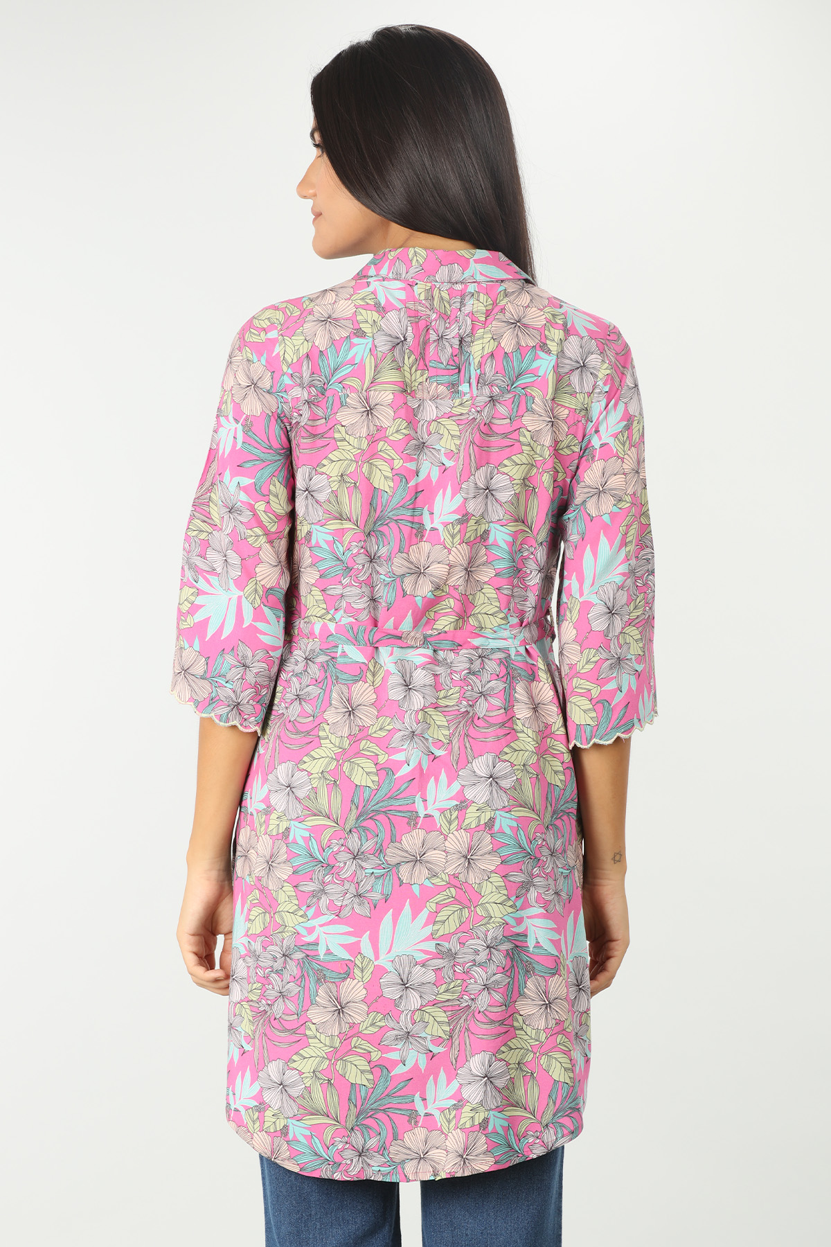 Pink floral print Tunic with collared neck - Image 6