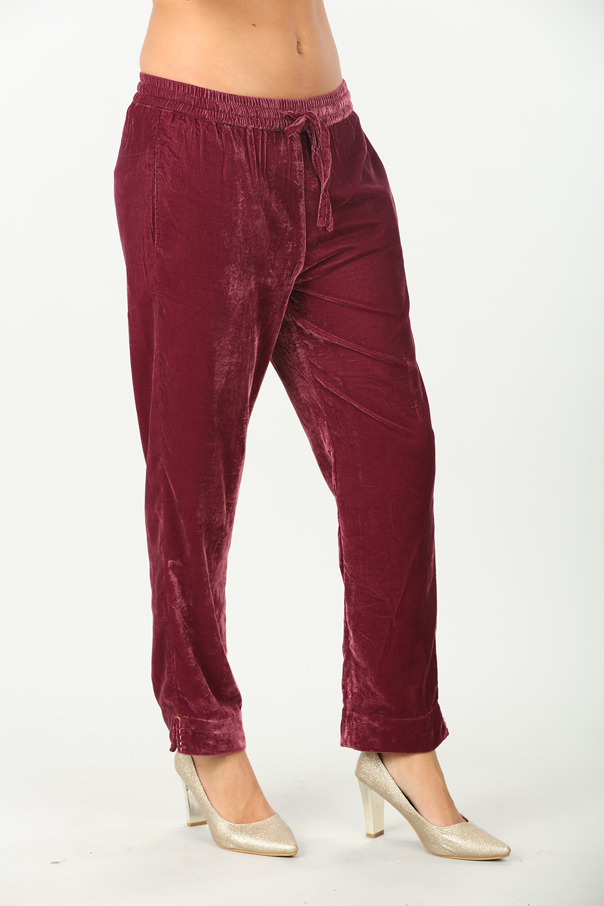 Maroon Solid Palazzo - Image 3