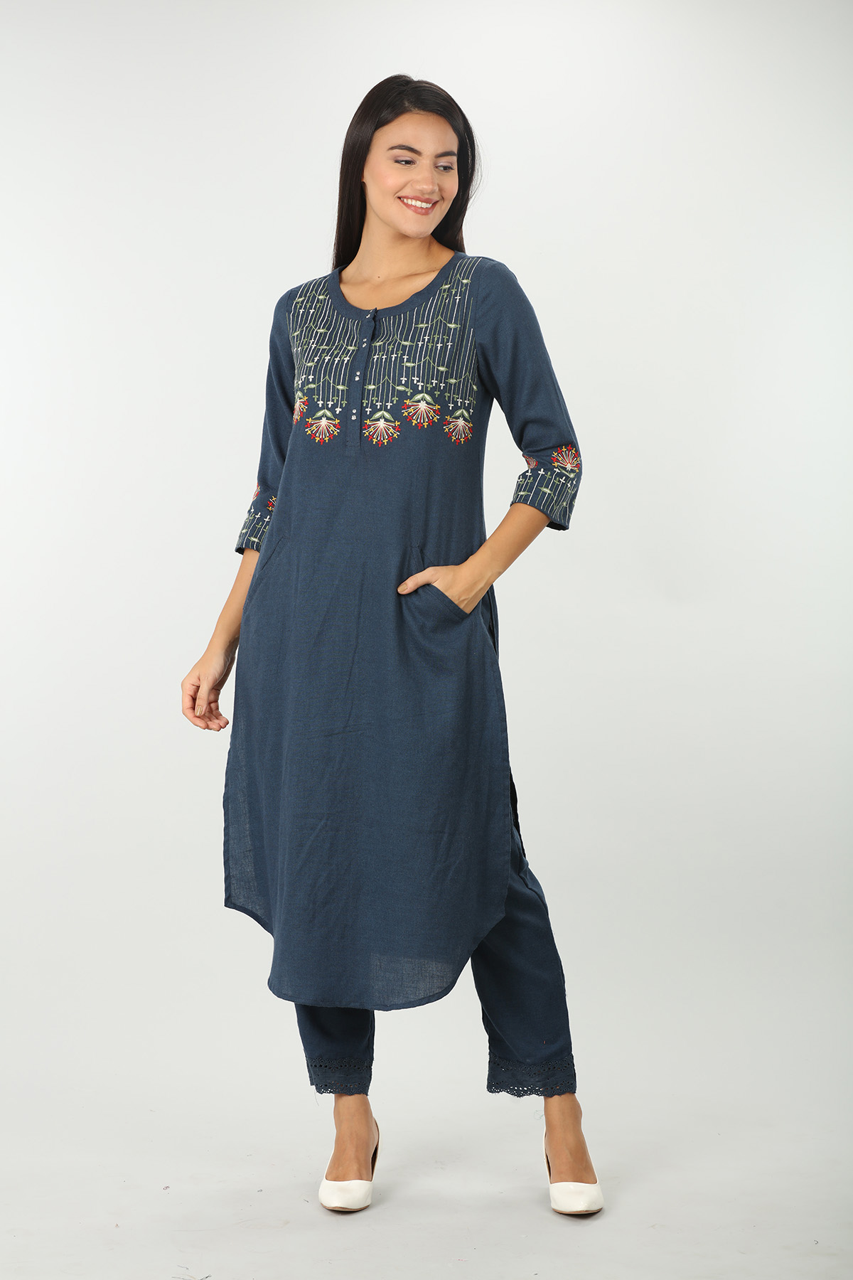Blue solid palazzo - Image 2