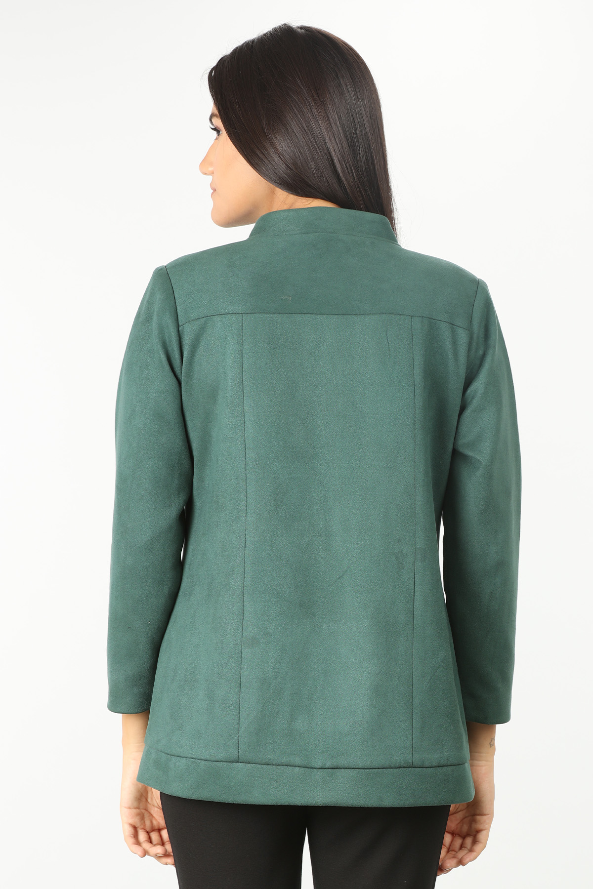 Green winter jacket with standing collar - Image 6