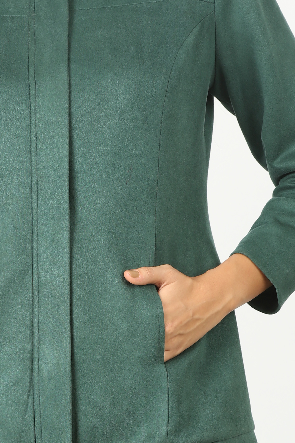 Green winter jacket with standing collar - Image 5