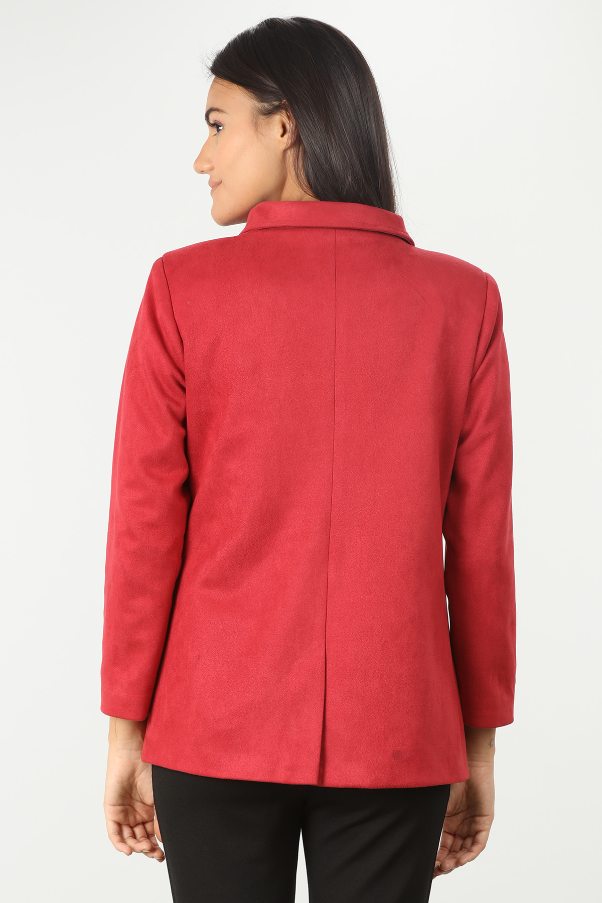 Red Solid Suede Jacket - Image 6