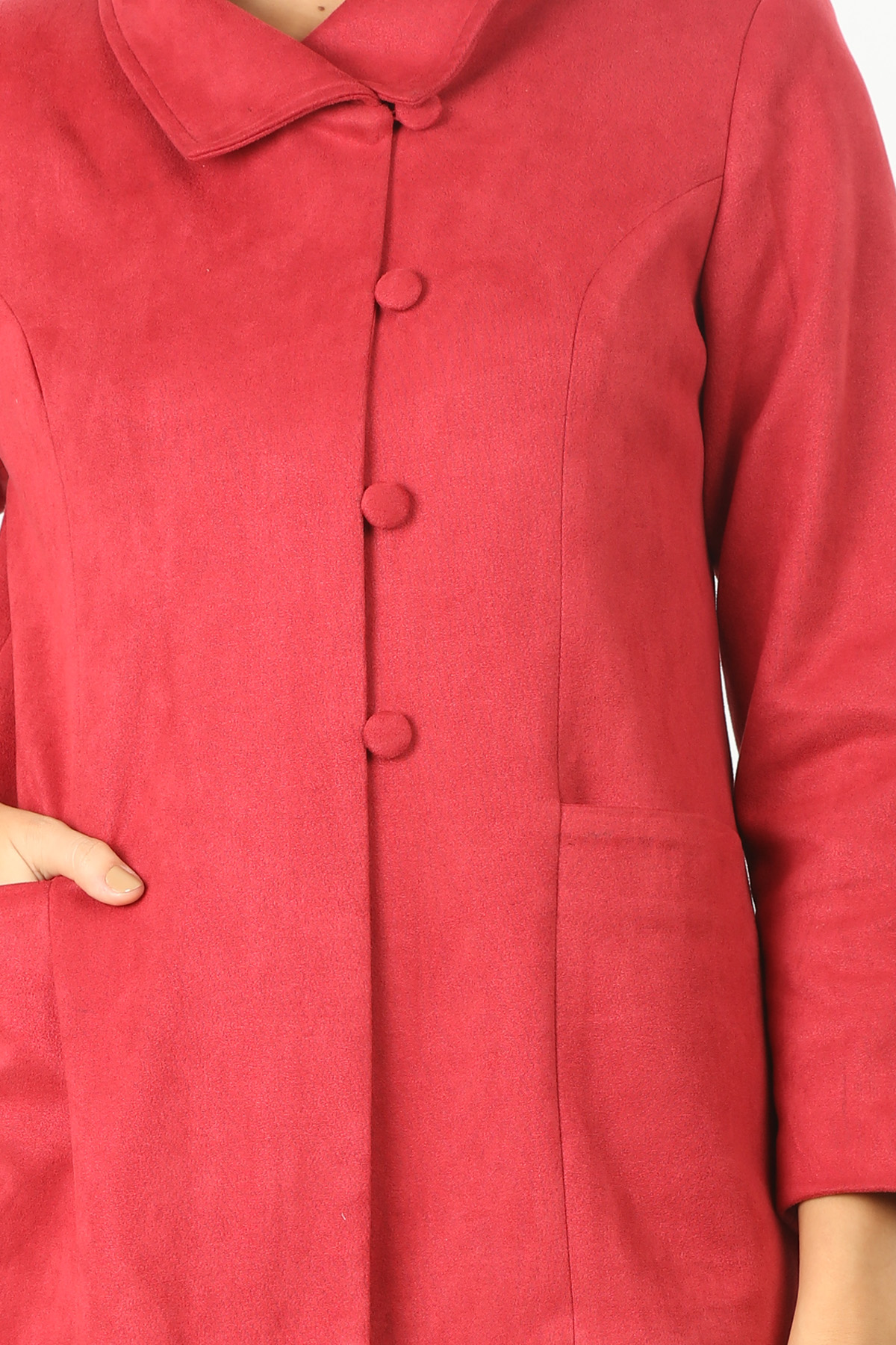 Red Solid Suede Jacket - Image 5
