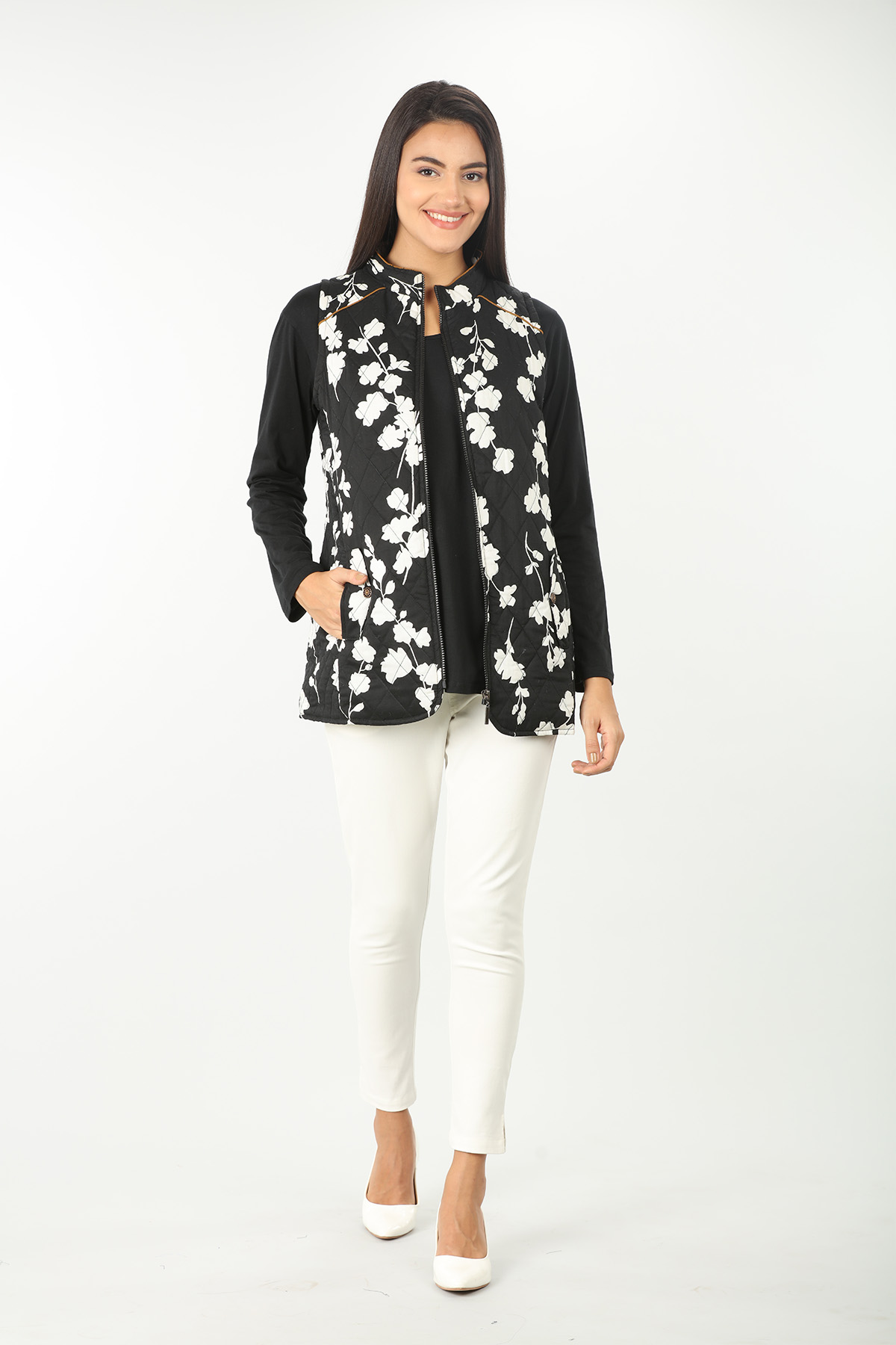 Black Floral Print Jacket - Image 4