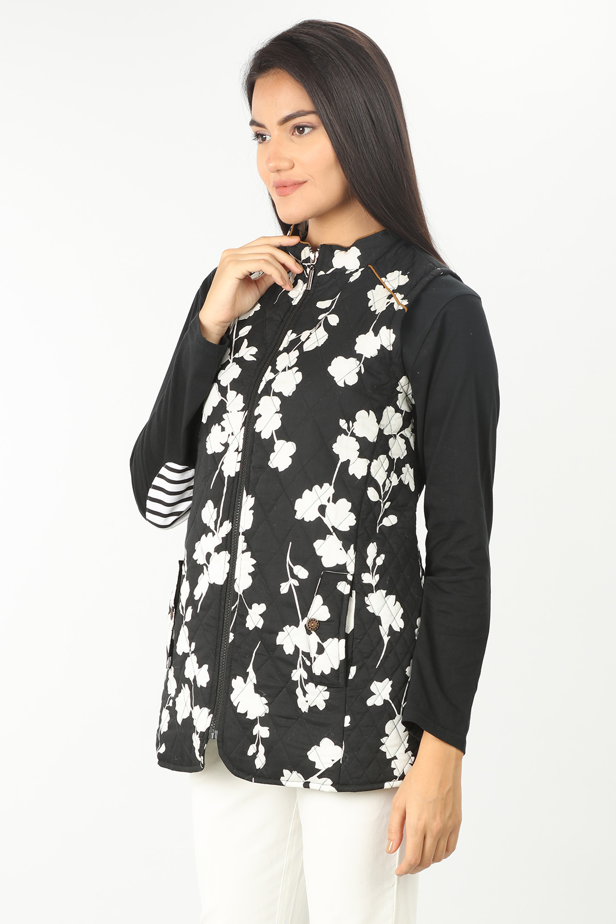 Black Floral Print Jacket - Image 3