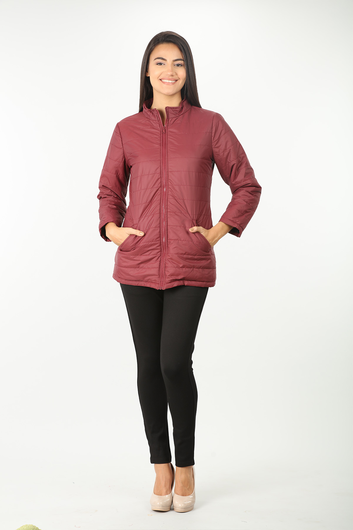 Maroon high neck Jacket - Image 4