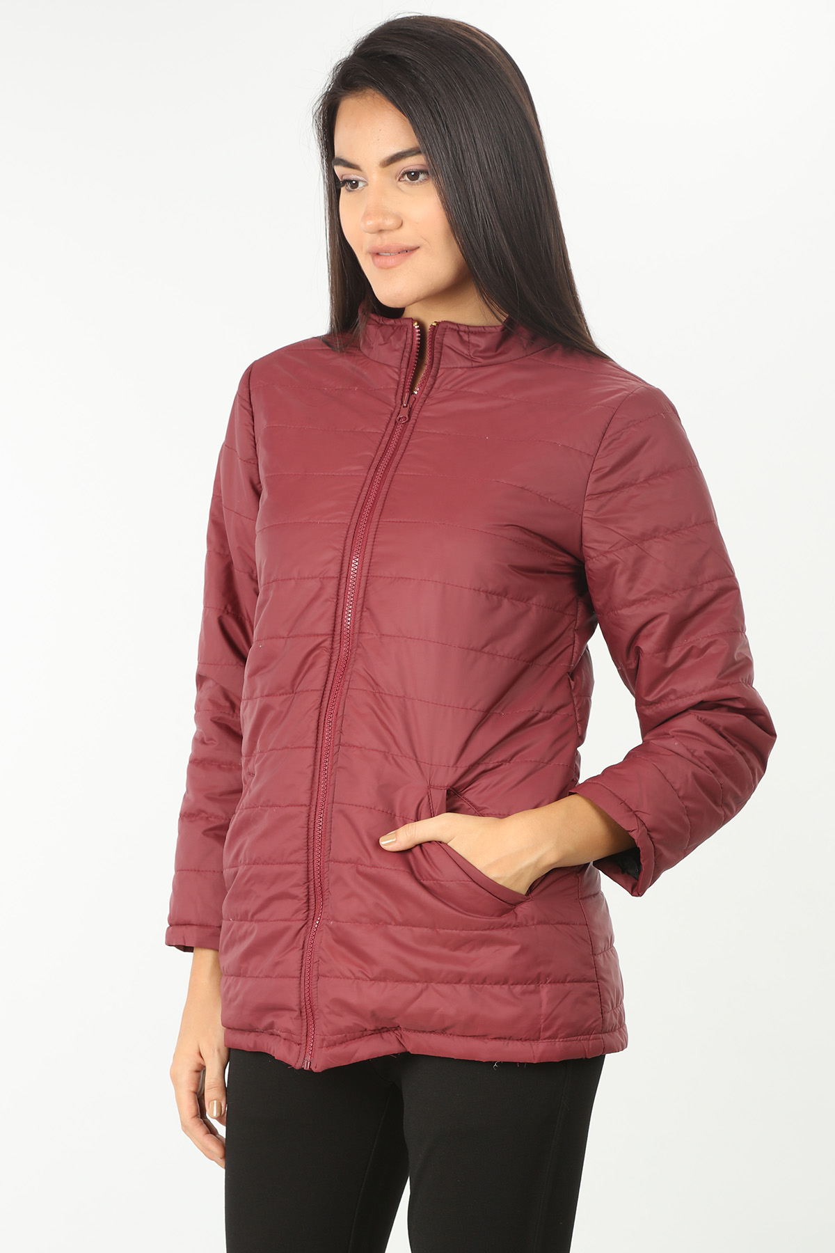 Maroon high neck Jacket - Image 3