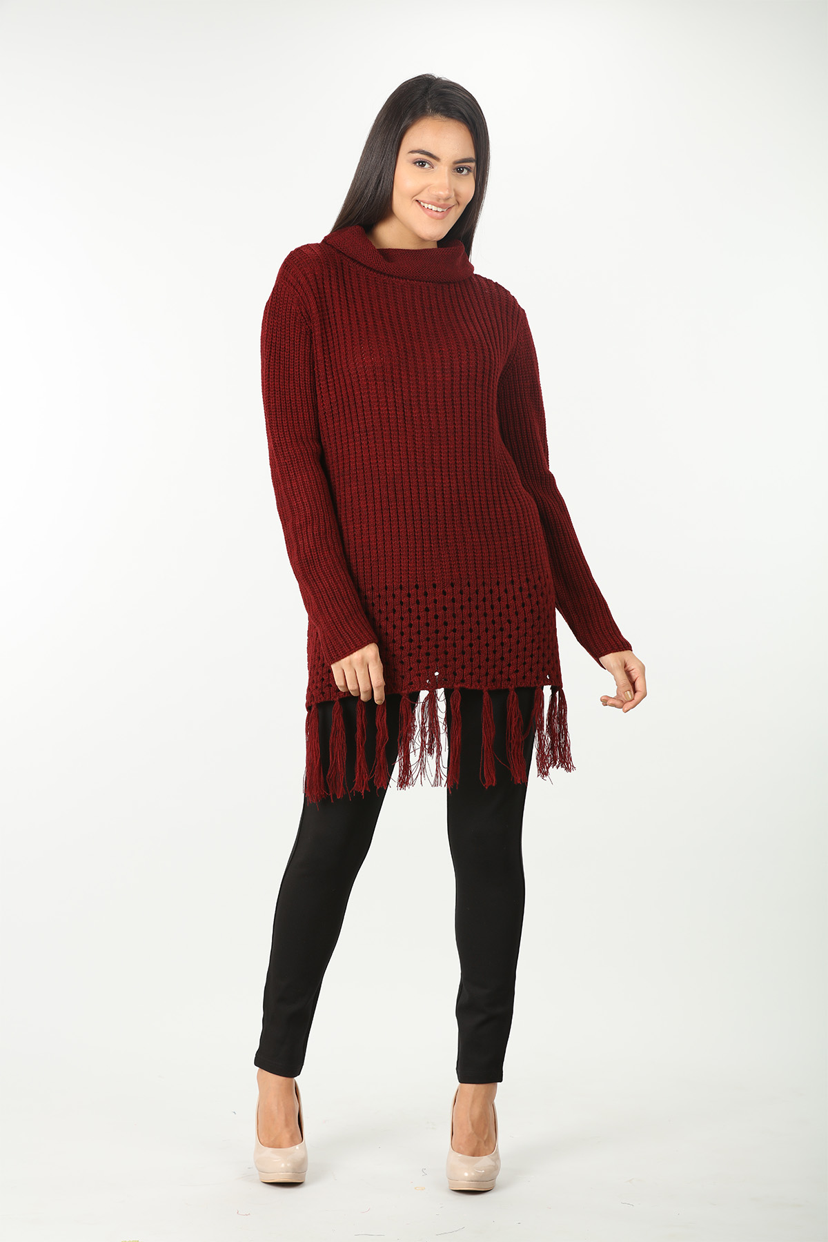 Maroon High Neck Sweater - Image 4
