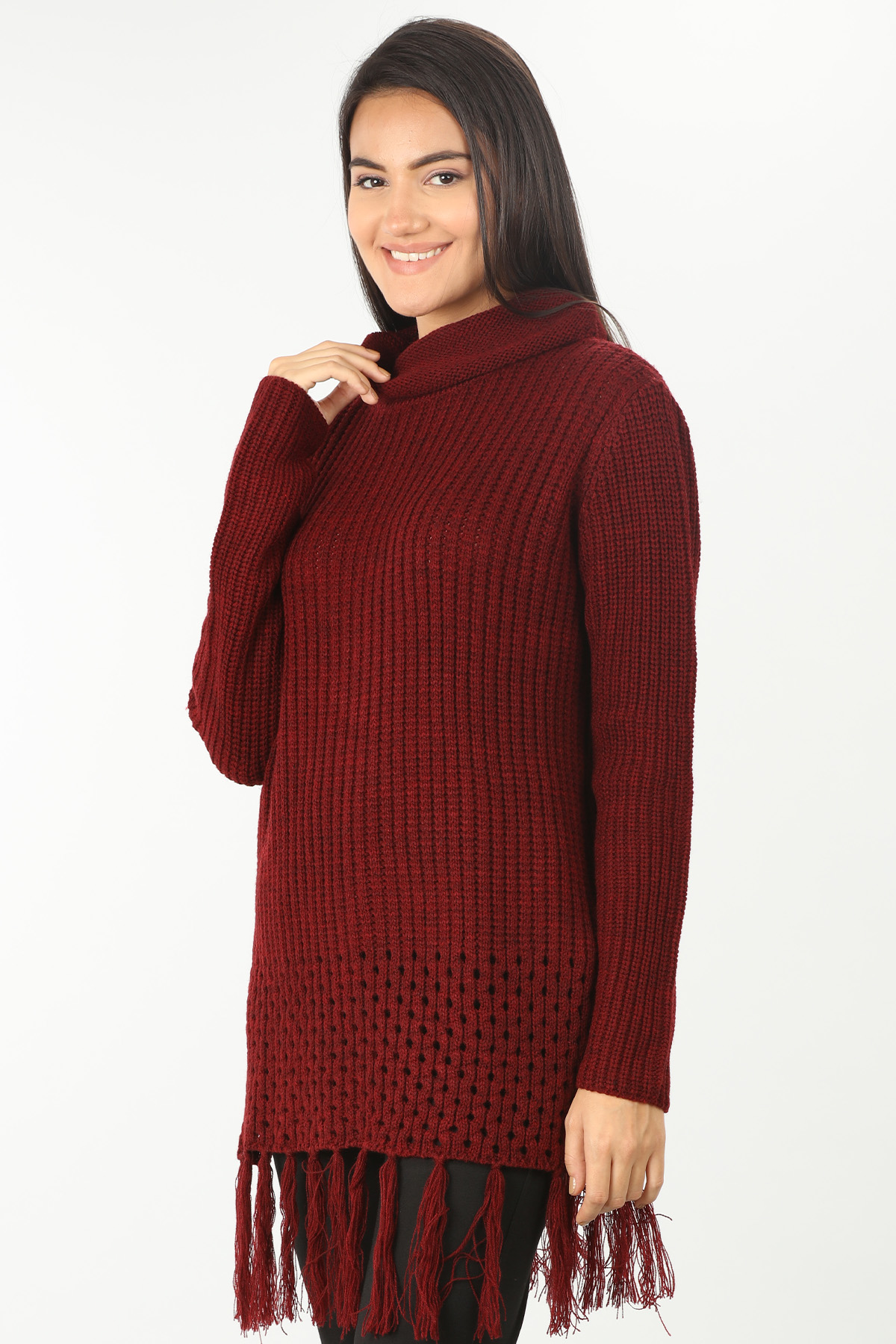 Maroon High Neck Sweater - Image 3