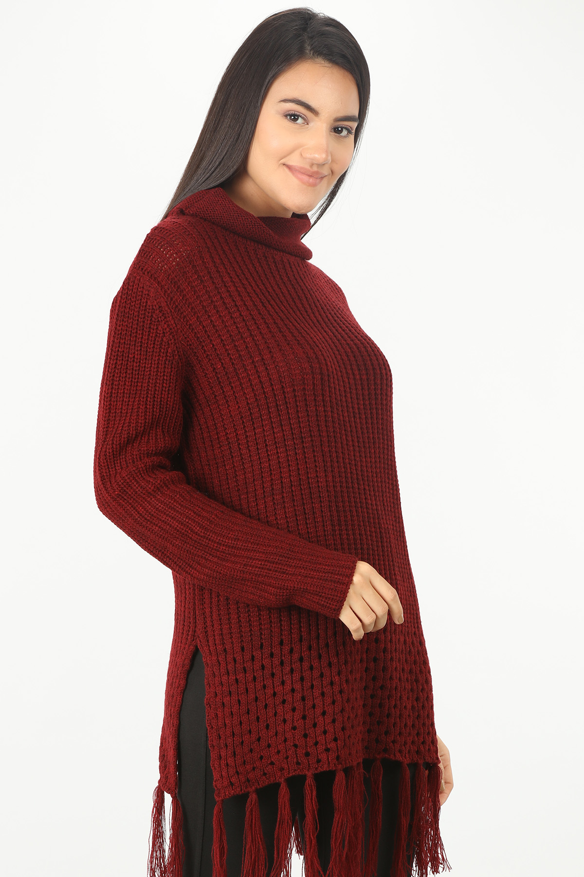 Maroon High Neck Sweater - Image 2