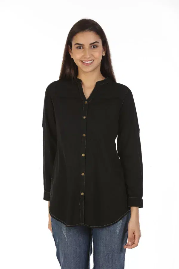 Denim Shirt In Black For Women