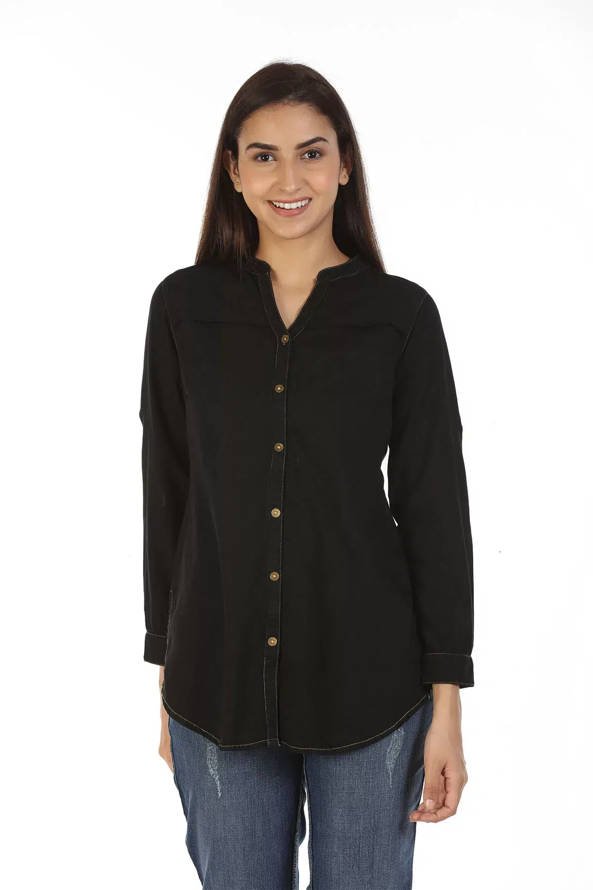 Denim Shirt In Black For Women