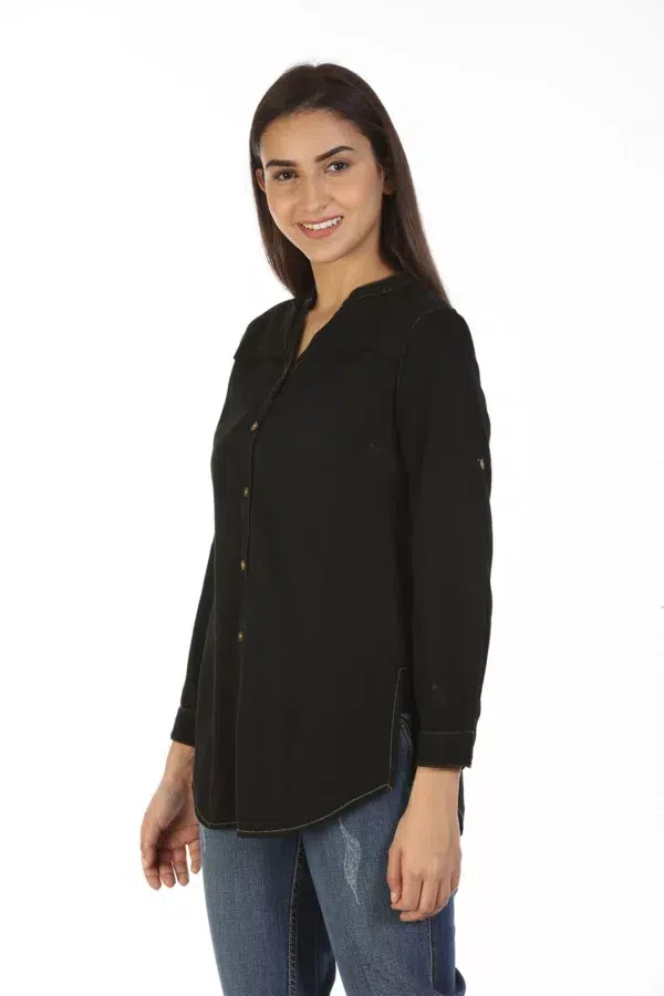 Denim Shirt In Black For Women