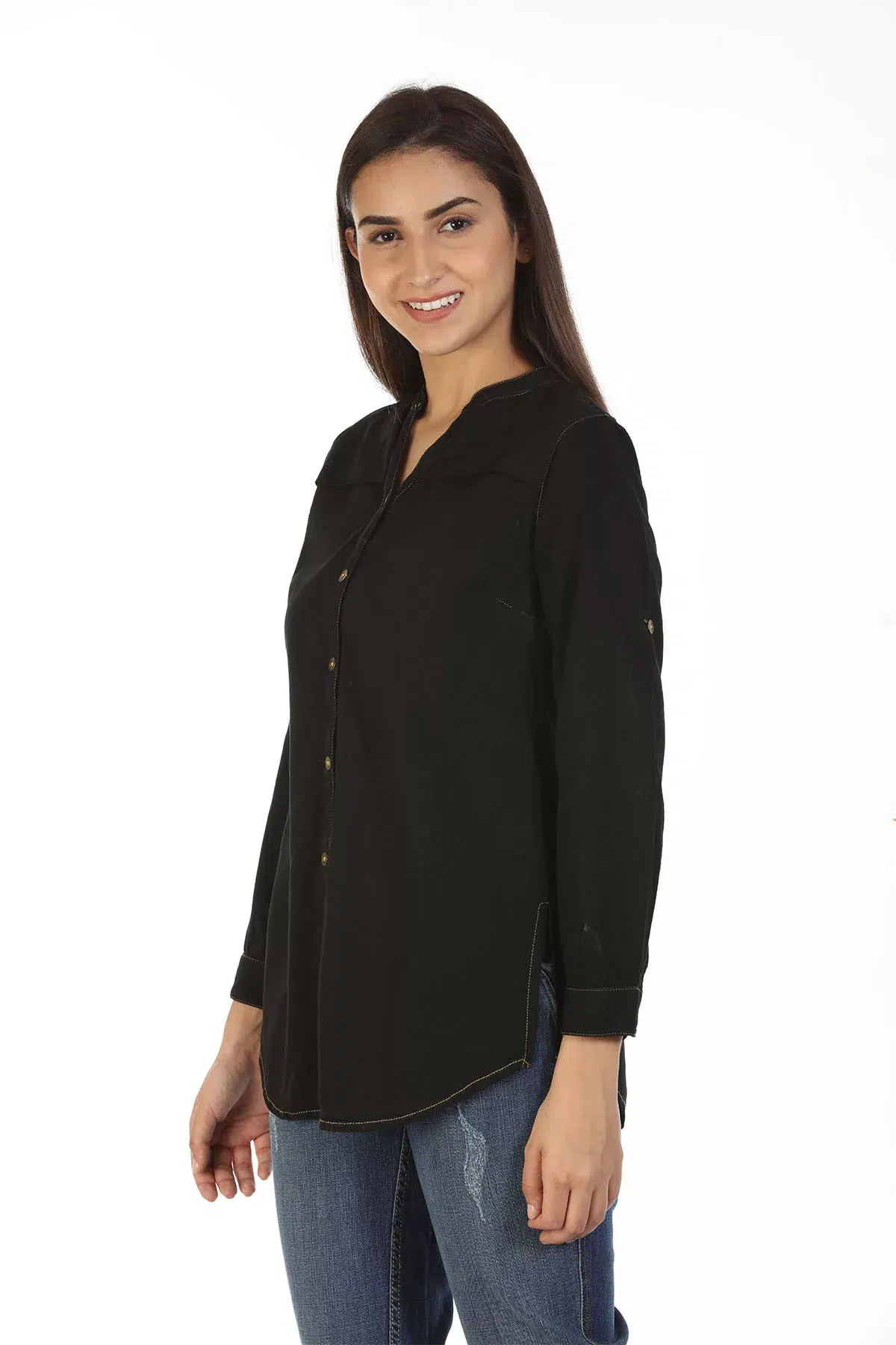 Denim Shirt In Black For Women