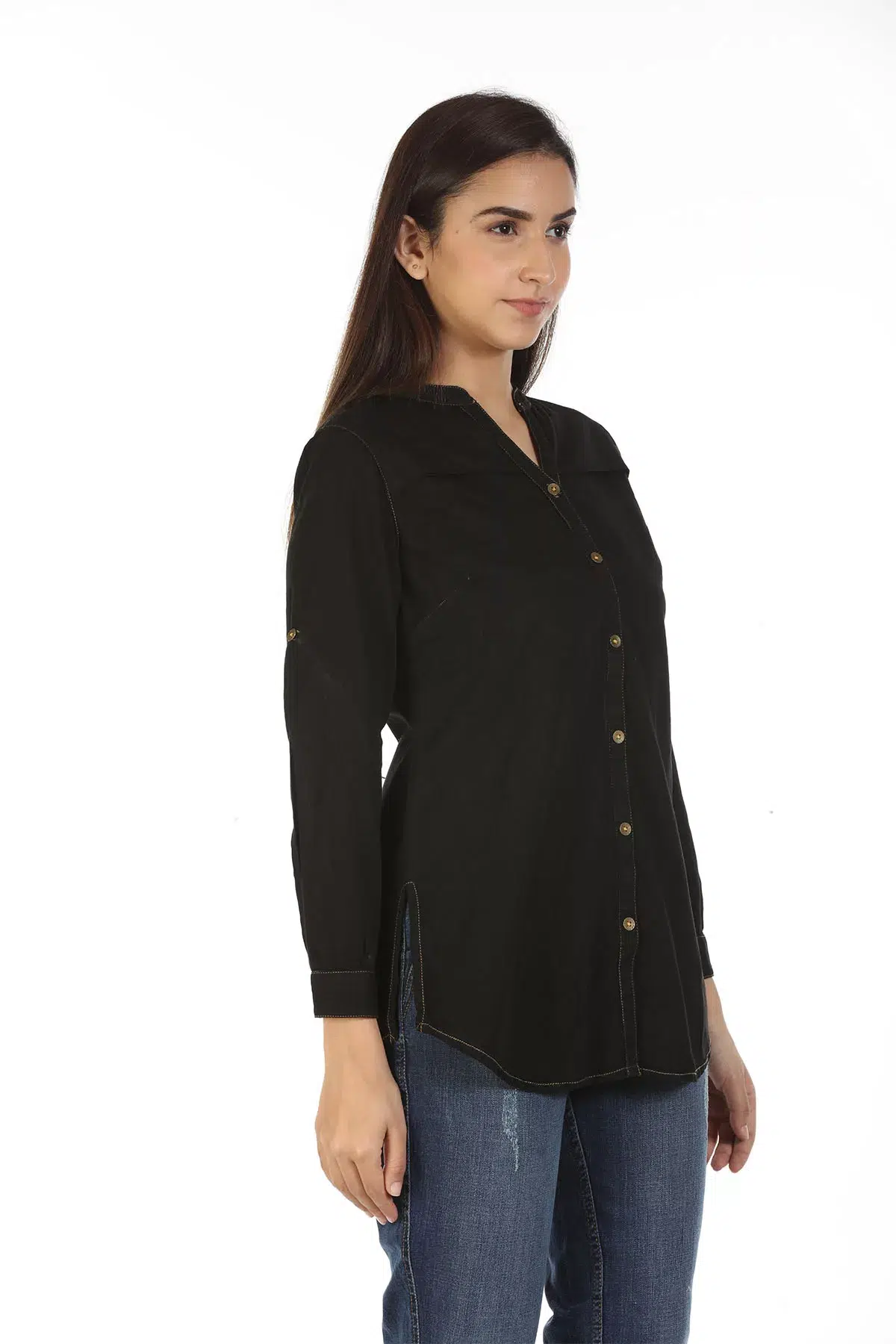 Denim Shirt In Black For Women