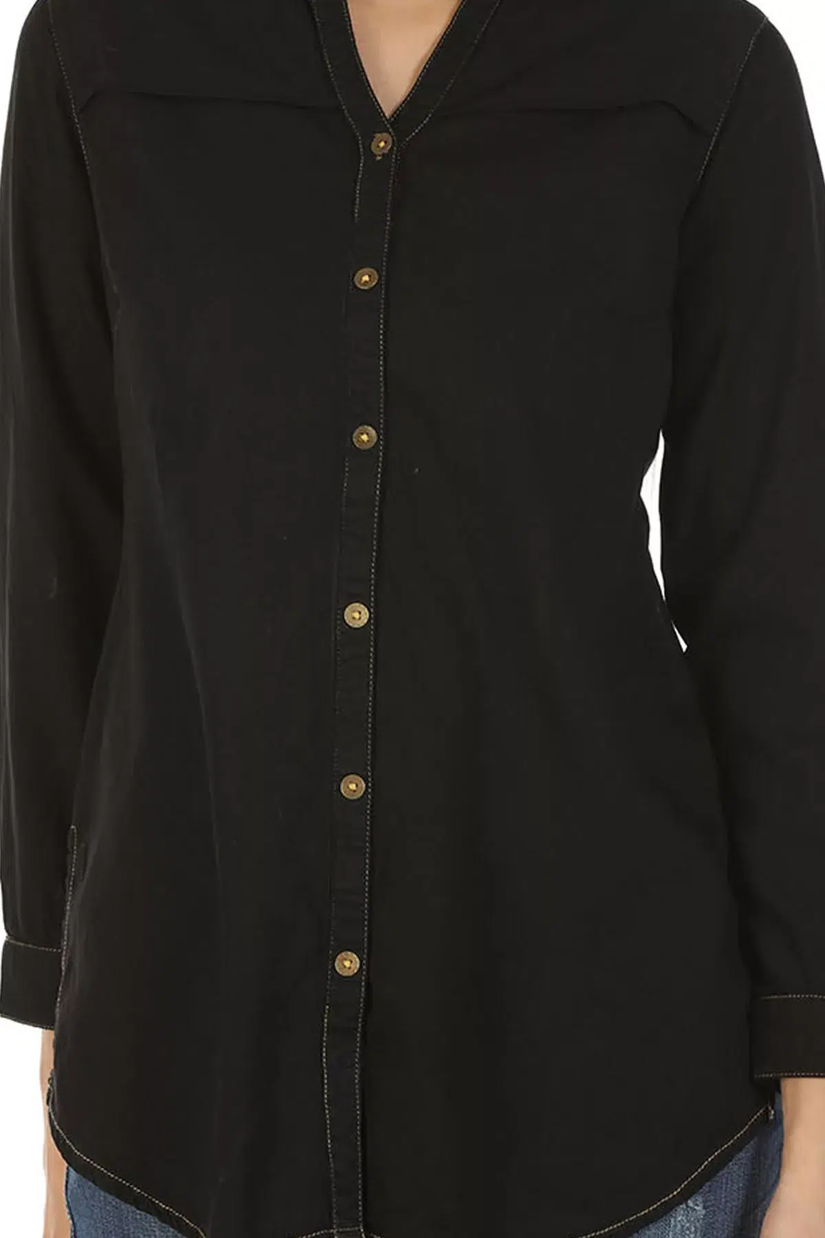 Denim Shirt In Black For Women