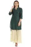 Solid Dark Green Tunic For Women