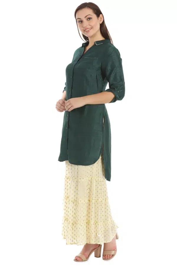 Solid Dark Green Tunic For Women