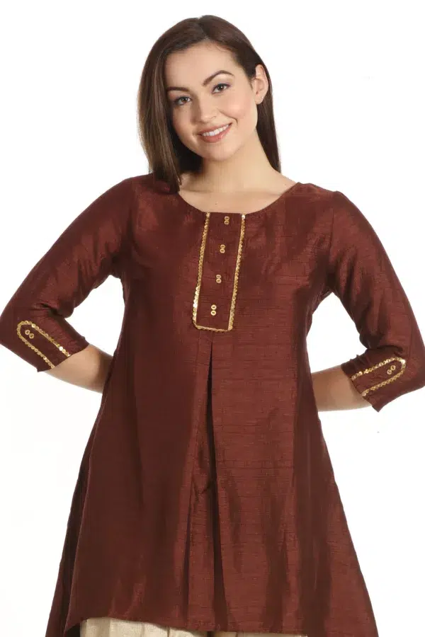 Solid Brown Tunic For Women