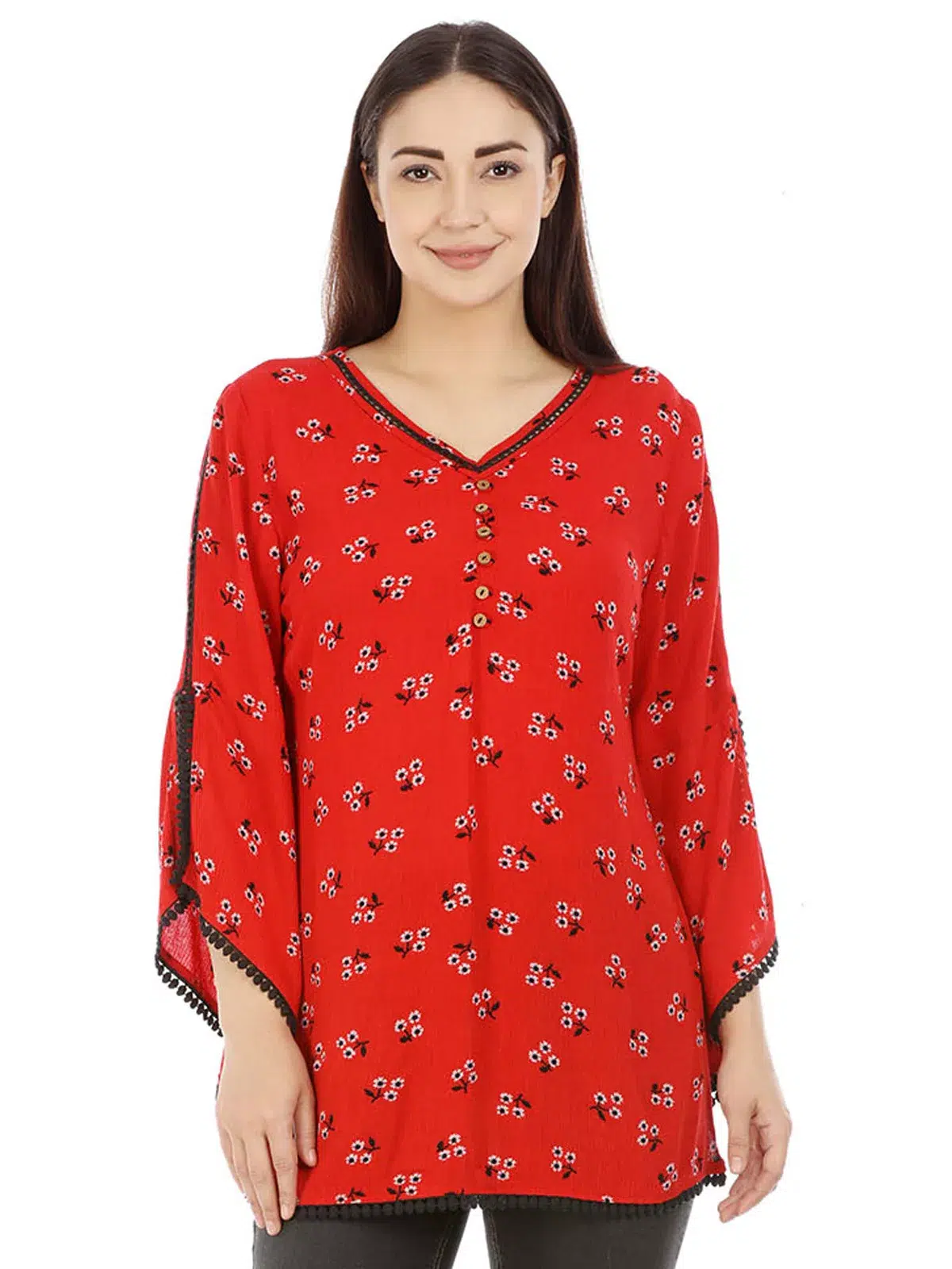 Red Printed Ladies Tops Latest
