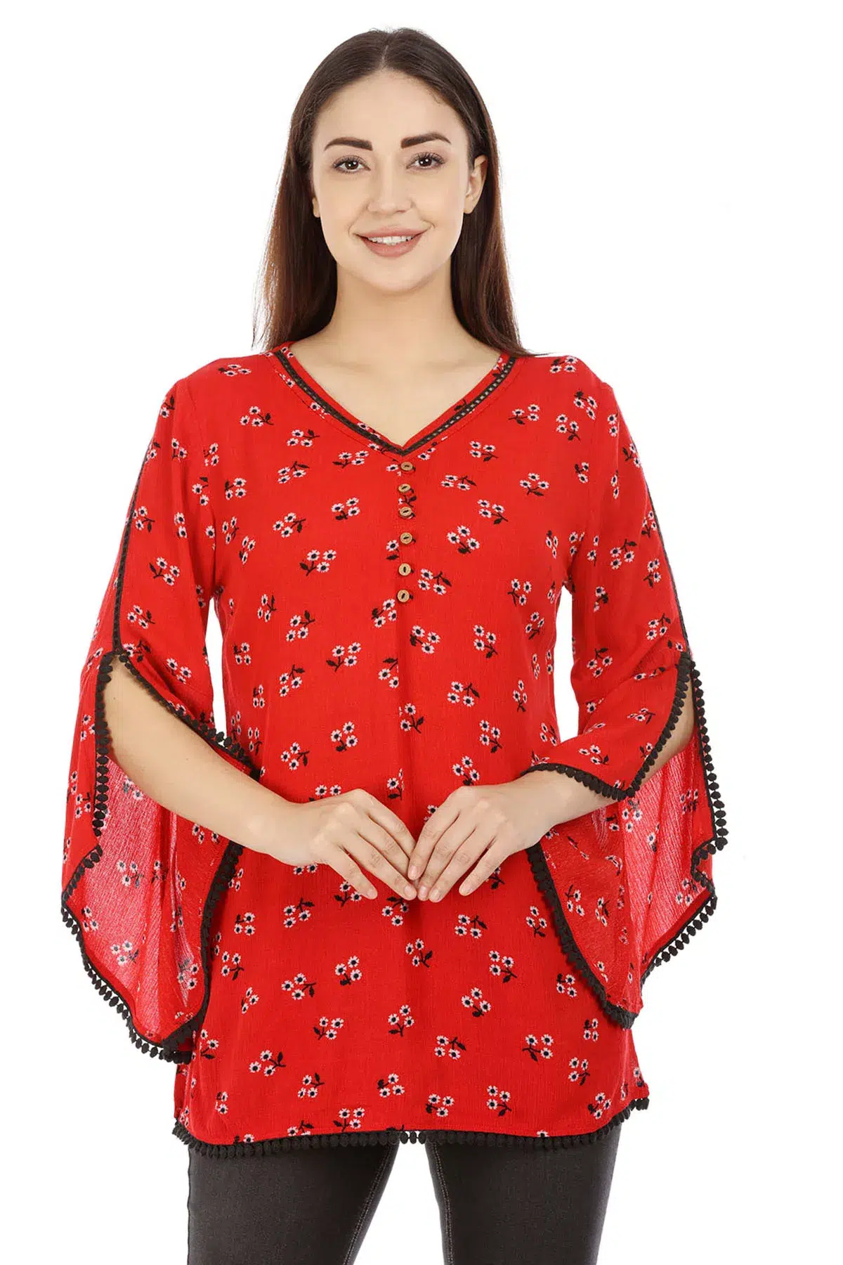 Red Printed Ladies Tops Latest