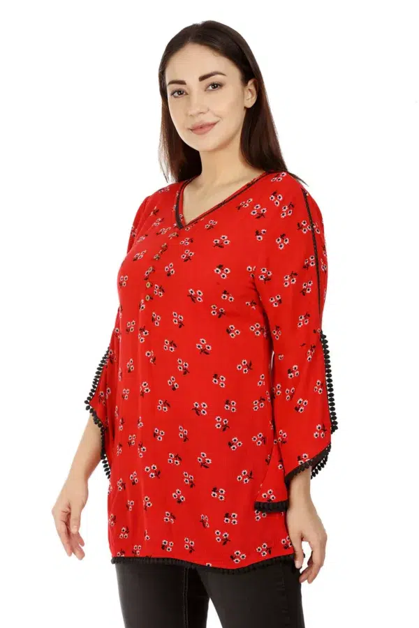 Red Printed Ladies Tops Latest