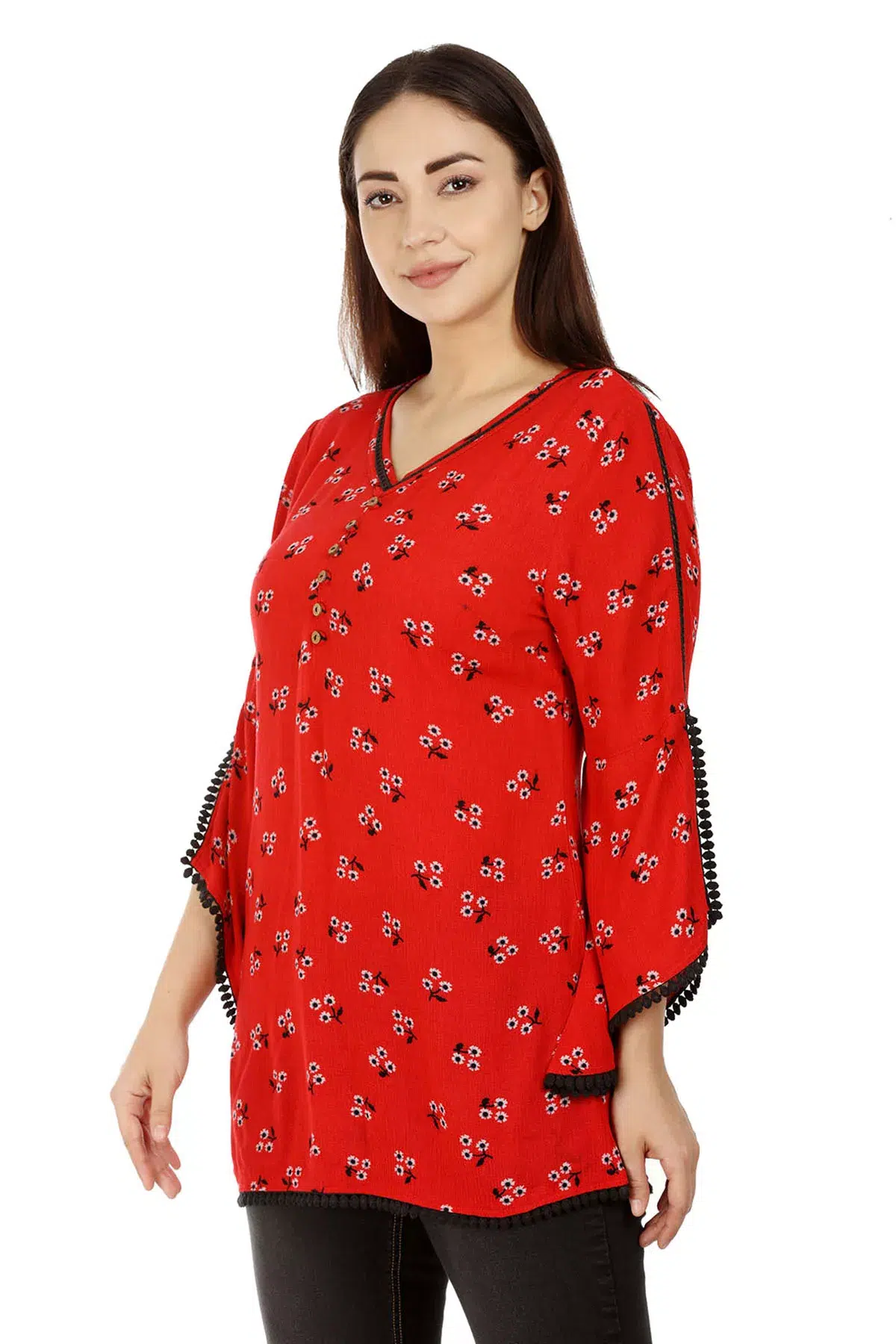 Red Printed Ladies Tops Latest