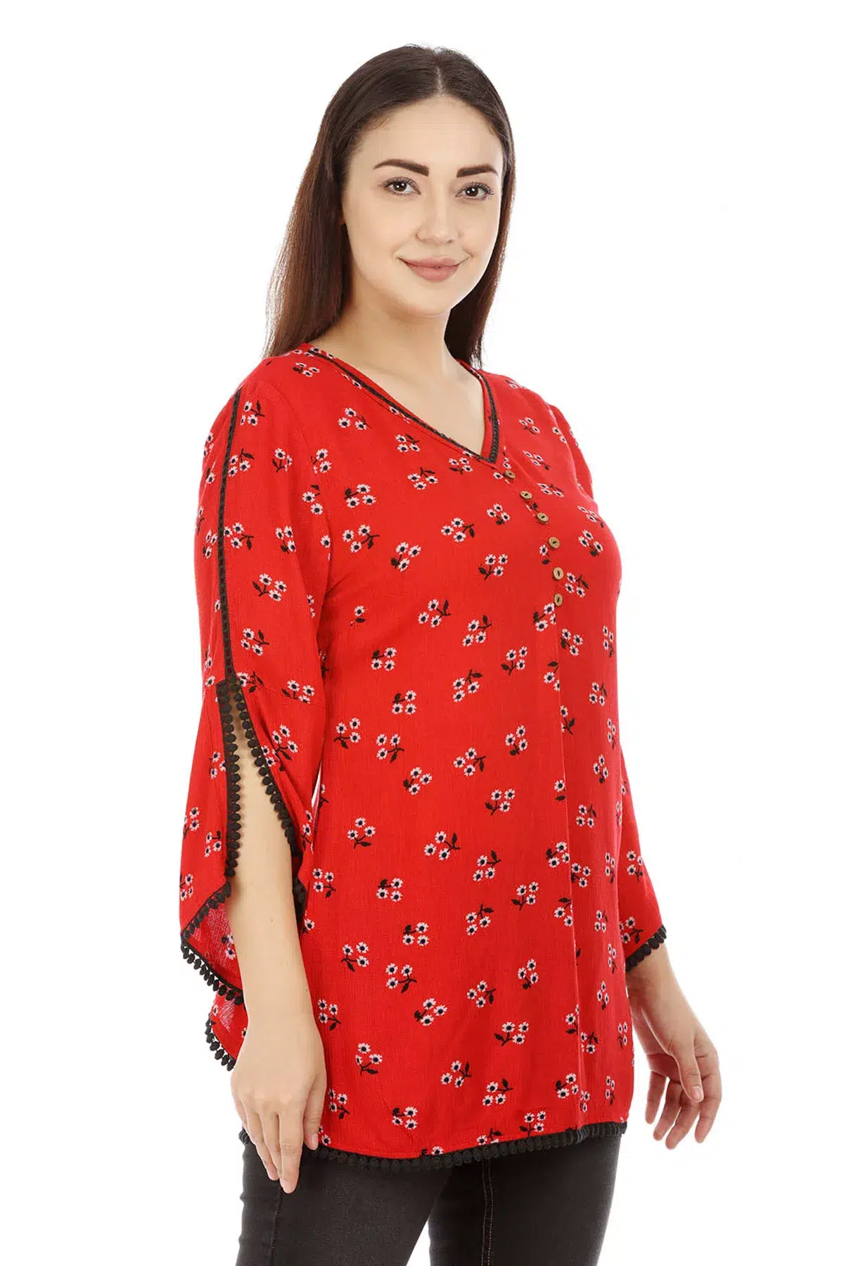 Red Printed Ladies Tops Latest