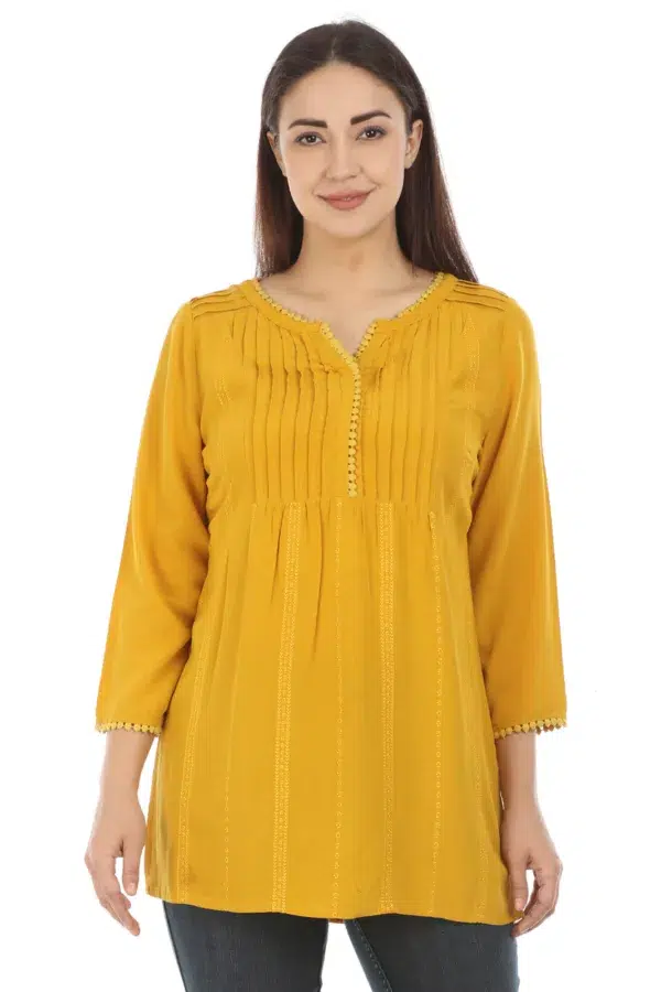 Yellow Solid Ladies Top Fancy