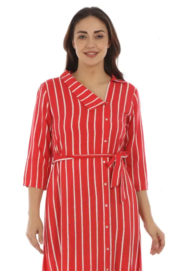 Striped Red White Dress For Women