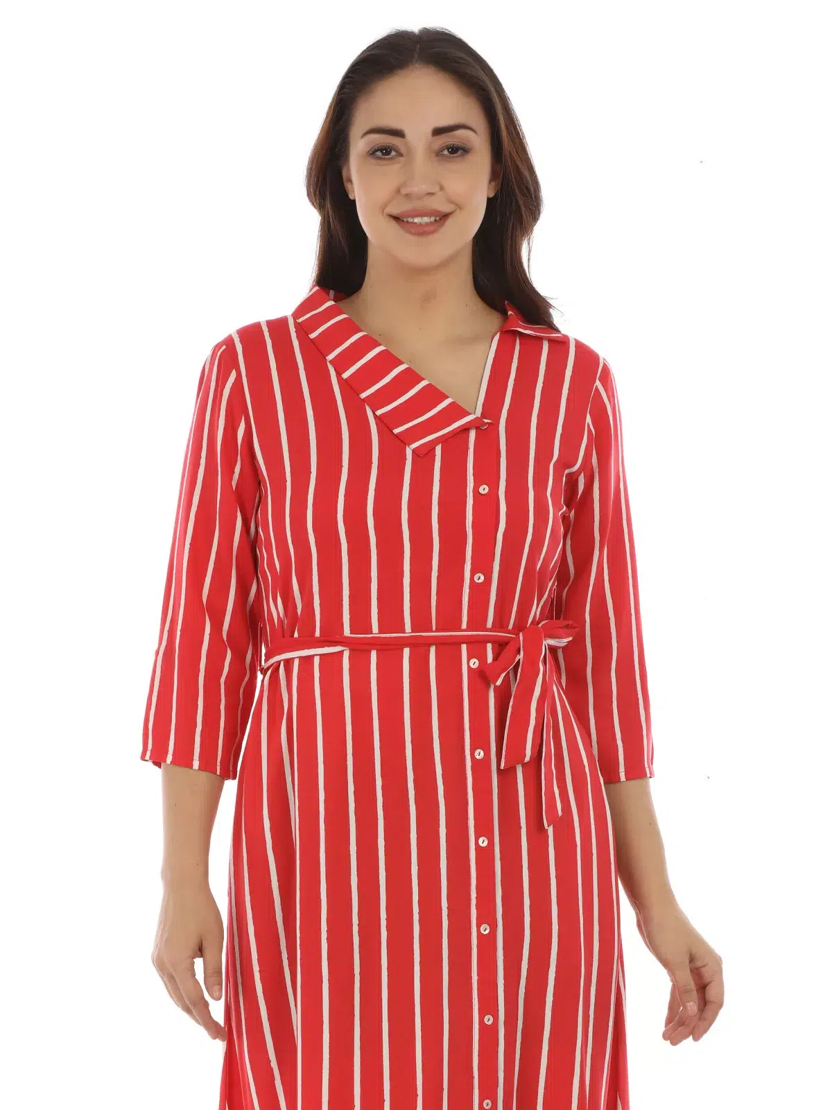 Striped Red White Dress For Women