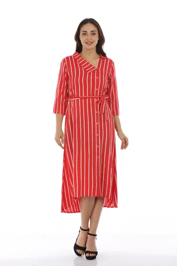 Striped Red White Dress For Women