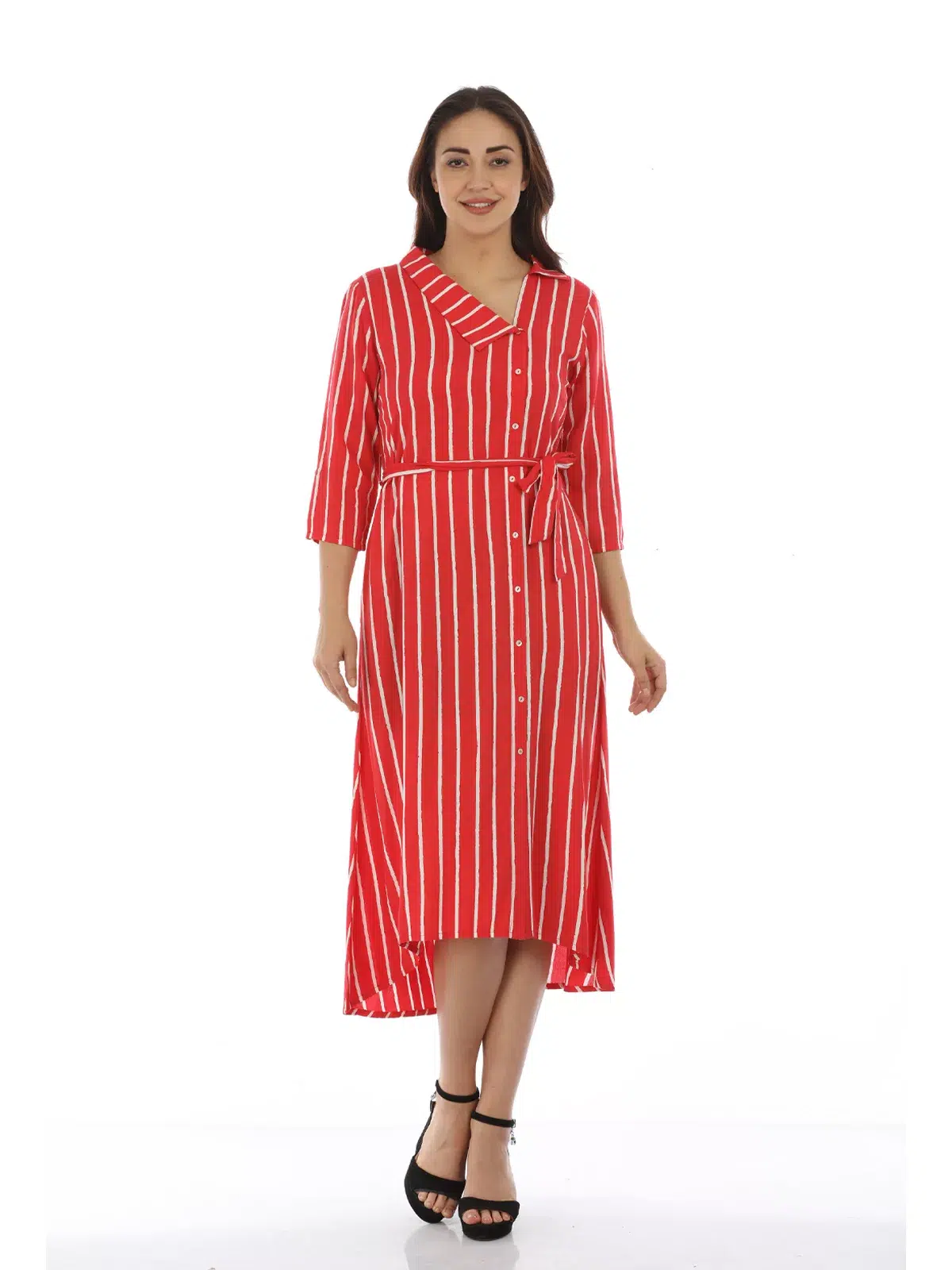 Striped Red White Dress For Women