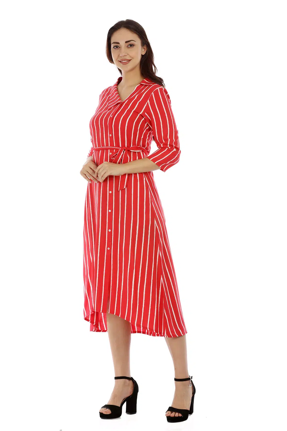 Striped Red White Dress For Women