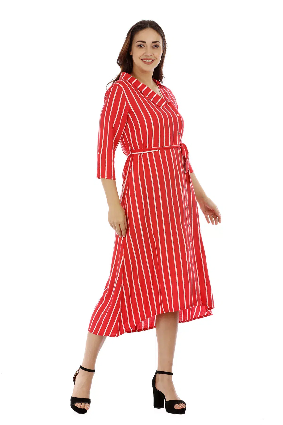 Striped Red White Dress For Women