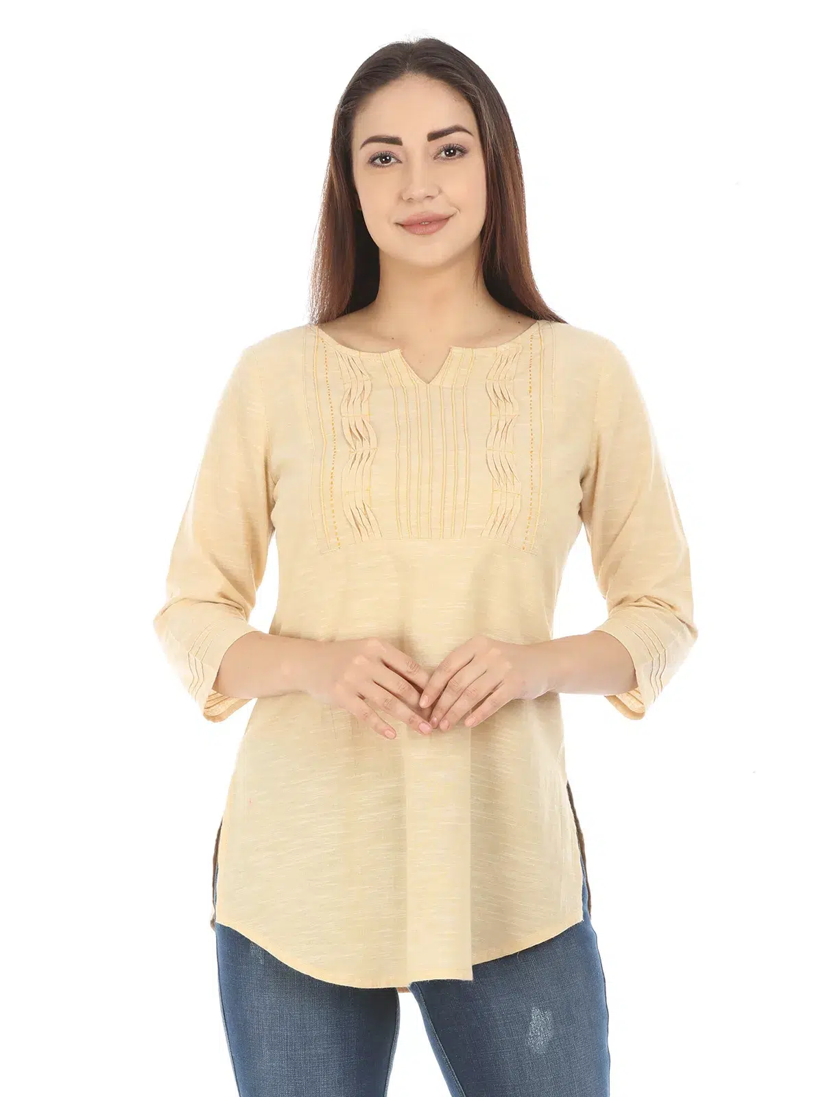 Beige Solid Top For Women Stylish
