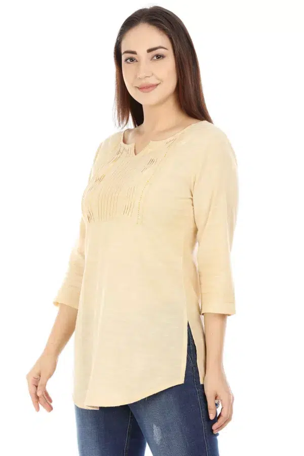 Beige Solid Top For Women Stylish