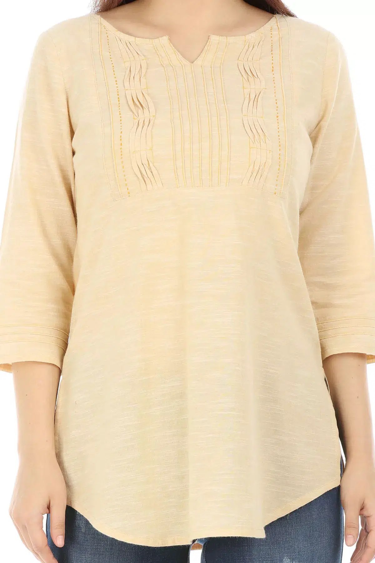 Beige Solid Top For Women Stylish
