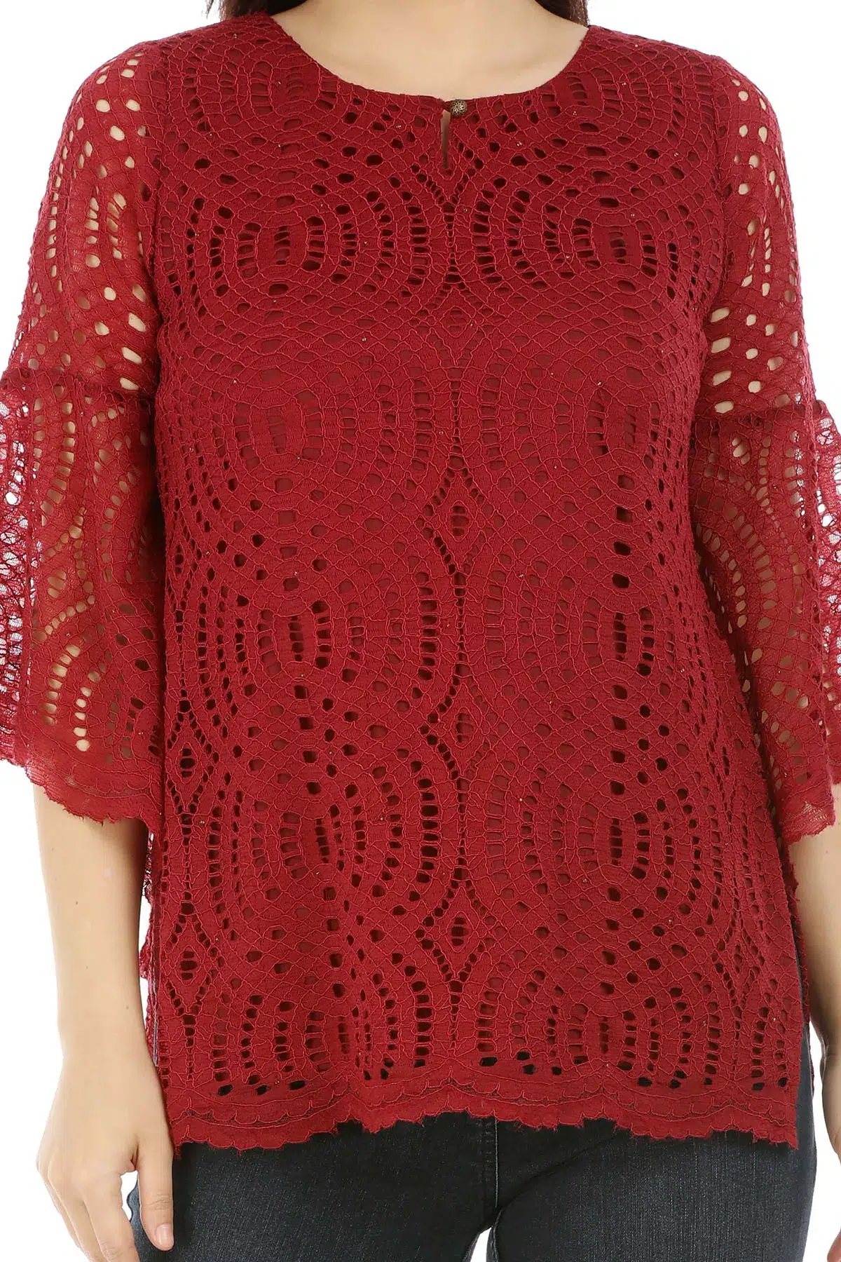 Maroon Lace Print Top For Women Latest