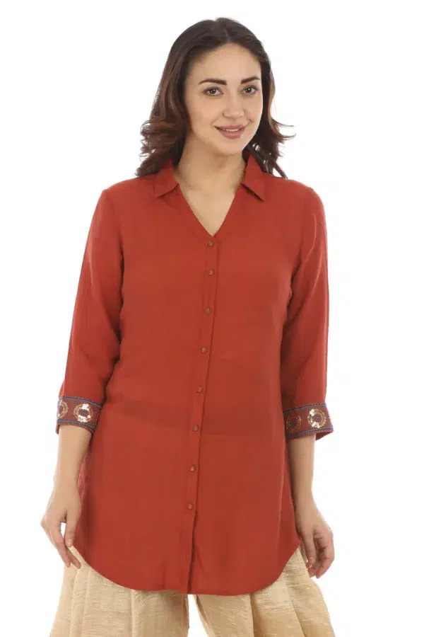 Solid Rust Color Top For Women