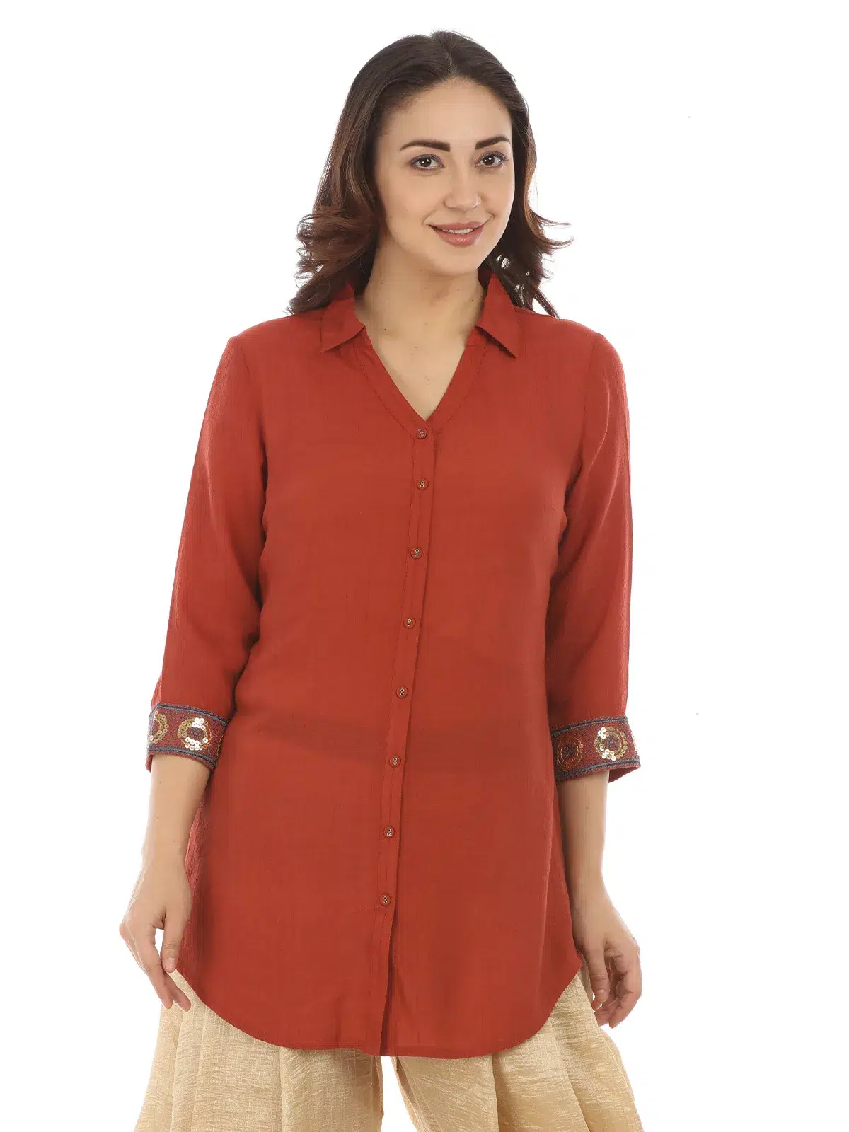 Solid Rust Color Top For Women