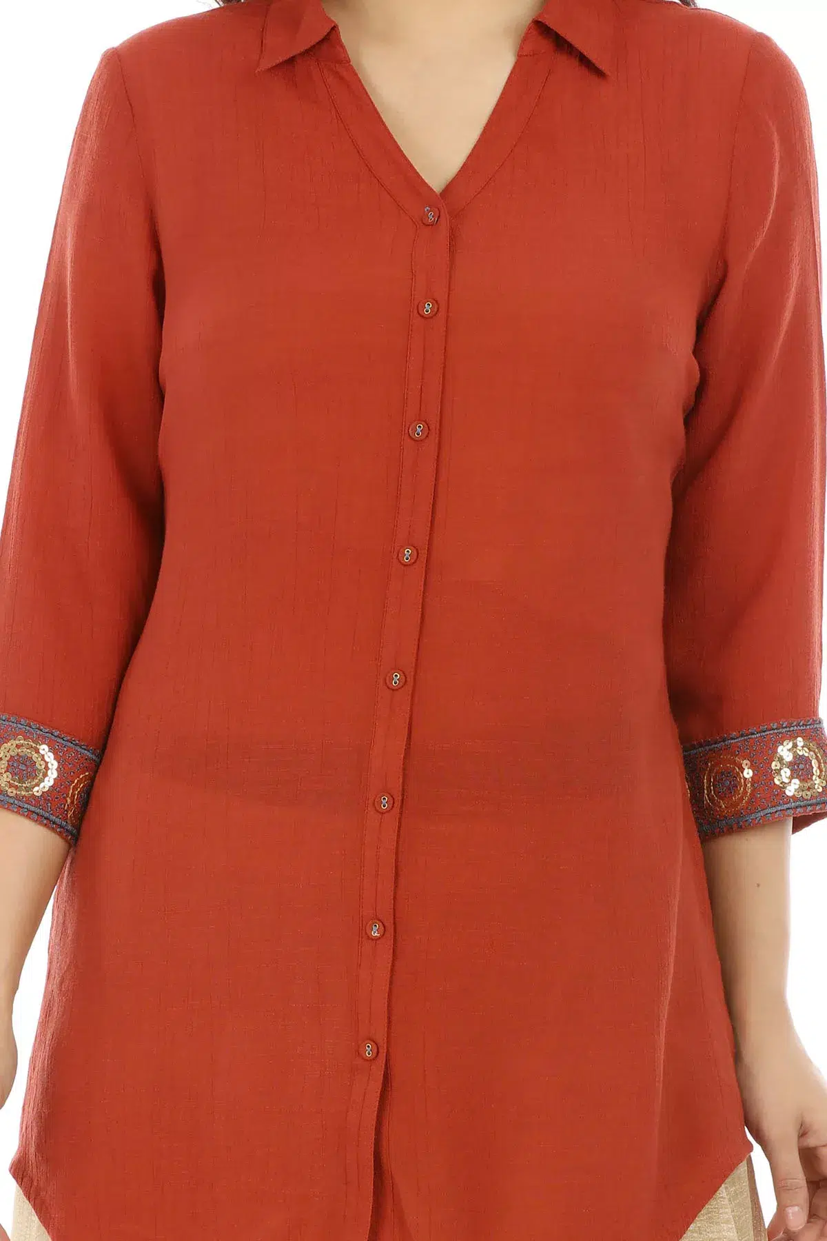 Solid Rust Color Top For Women