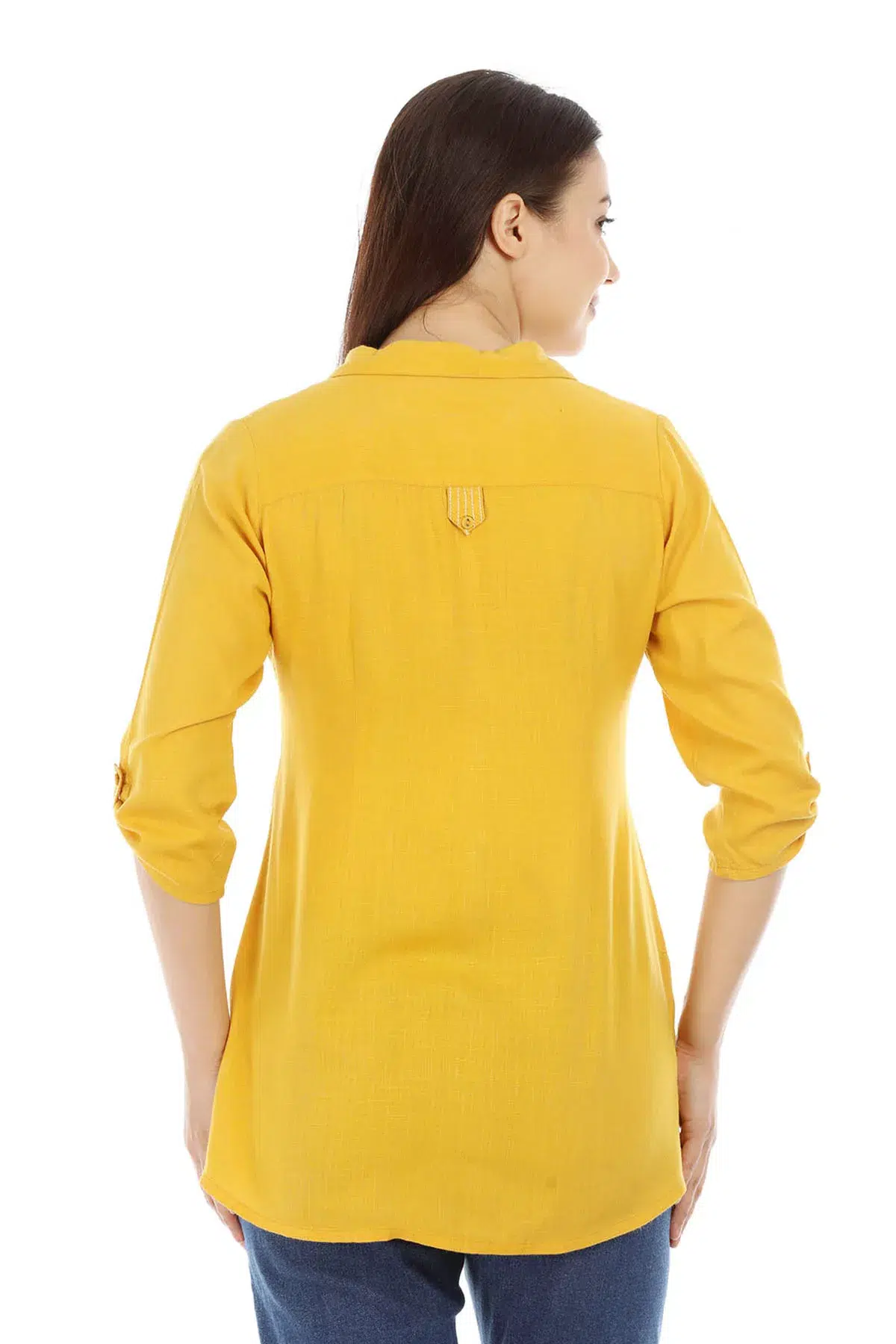 Yellow Embroidered Top For Female