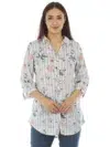 White And Light Grey Striped Printed Women Top Stylish