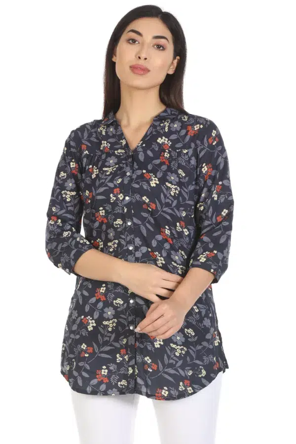 Navy Printed Top For Women Online