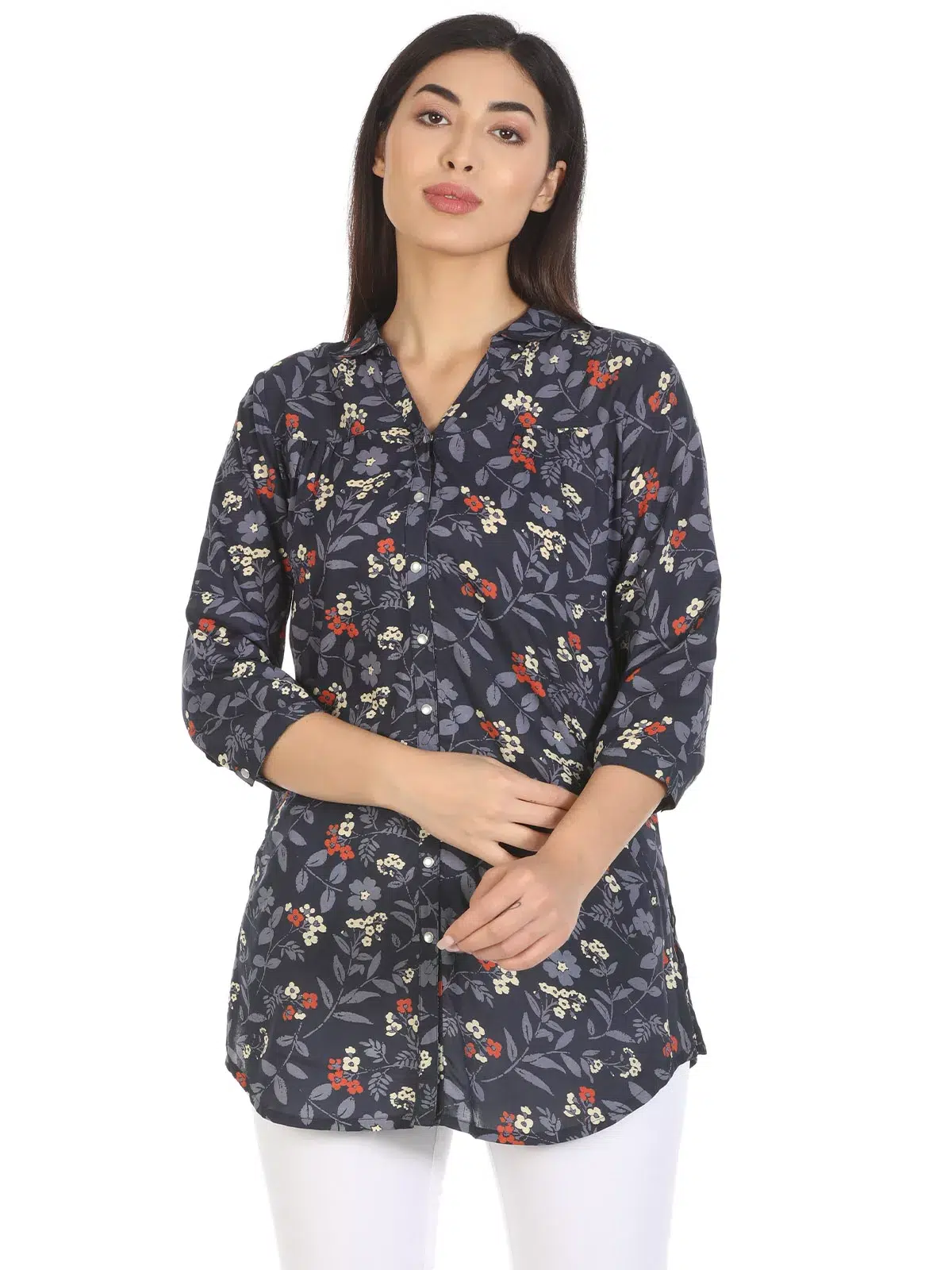 Navy Printed Top For Women Online