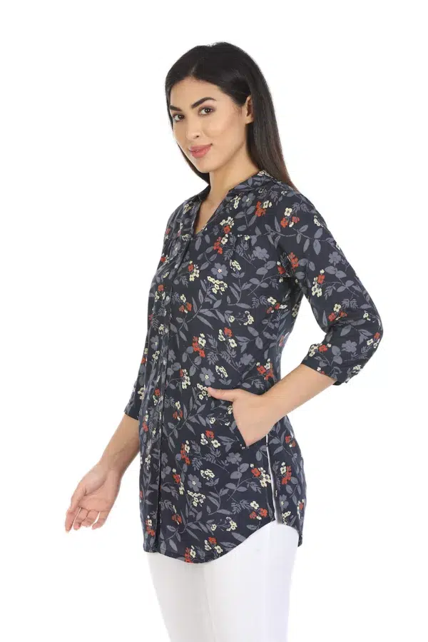 Navy Printed Top For Women Online
