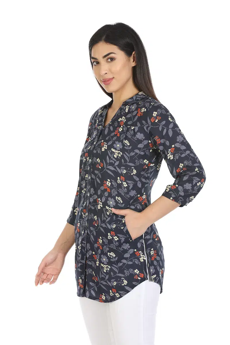 Navy Printed Top For Women Online