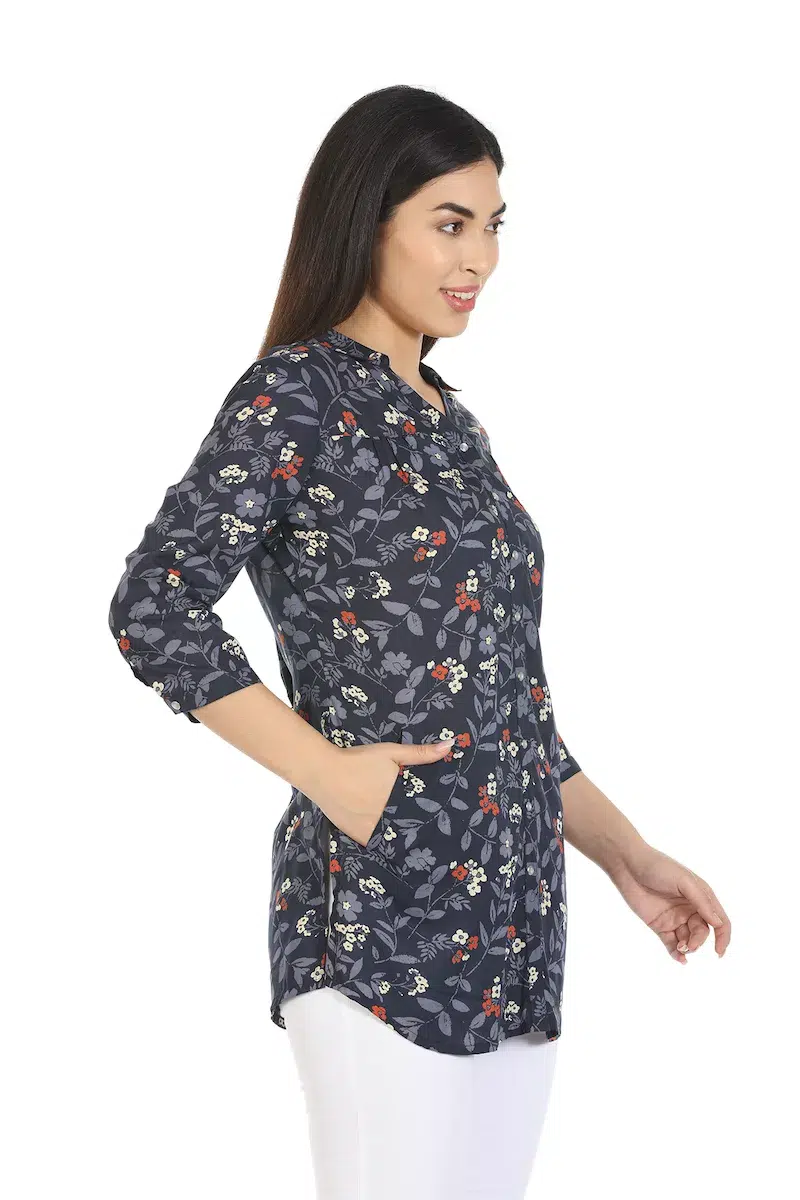 Navy Printed Top For Women Online