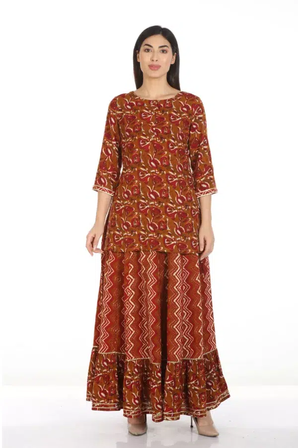 Brown Printed Tunic For Ladies